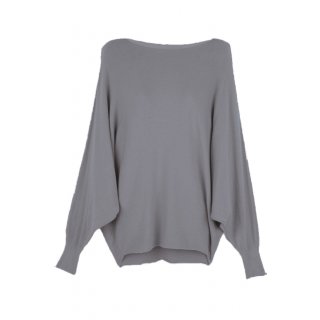 Strick-Pullover für Damen mit Fledermaus-Ärmeln Viskose Mittel-Grau 38 40 42