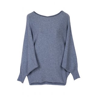 Pullover für Damen mit Fledermaus-Ärmeln Viskose Viele Farben One Size 38-42 blaugrau