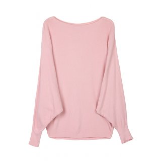 Pullover für Damen mit Fledermaus-Ärmeln Viskose Viele Farben One Size 38-42 hellrosa