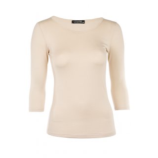 Muse Shirt für Damen mit 3/4 Arm und Rundhals Baumwolle Stretch viele Farben beige-creme S