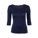 Muse Shirt f&uuml;r Damen mit 3/4 Arm und Rundhals Baumwolle Stretch viele Farben dunkelblau L