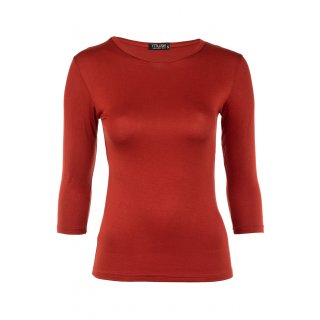 Muse Shirt für Damen mit 3/4 Arm und Rundhals Baumwolle Stretch viele Farben kupferrot M