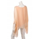 Seidentunika Damen made in italy lang Fledermaus-&Auml;rmel Viele Farben 38-44 apricot