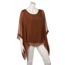 Seidentunika Damen made in italy lang Fledermaus-&Auml;rmel Viele Farben 38-44 schokoladenbraun