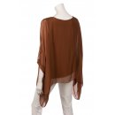 Seidentunika Damen made in italy lang Fledermaus-&Auml;rmel Viele Farben 38-44 schokoladenbraun