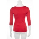 Muse Shirt f&uuml;r Damen mit 3/4 Arm und Rundhals Baumwolle Stretch rot-orange2 S