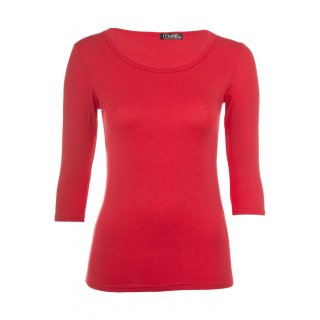 Muse Shirt für Damen mit 3/4 Arm und Rundhals Baumwolle Stretch rot-orange2 M