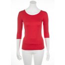 Muse Shirt f&uuml;r Damen mit 3/4 Arm und Rundhals Baumwolle Stretch rot-orange2 M