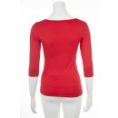 Muse Shirt f&uuml;r Damen mit 3/4 Arm und Rundhals Baumwolle Stretch rot-orange2 M