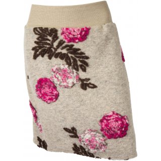 Woll-Rock Damen Kurz Stretch-Bund Winter Viele Farben 40 42 beige/blumen