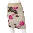 Woll-Rock Damen Kurz Stretch-Bund Winter Viele Farben 40 42 beige/blumen