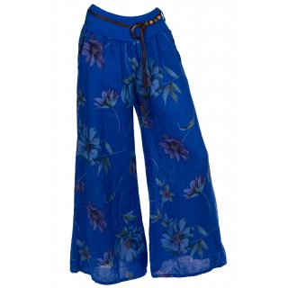 Leinenhose für Damen Sommer Leicht mit Gummi-Bund Viele Farben 38-42 royalblau