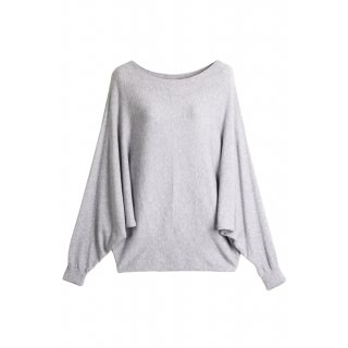 Pullover für Damen mit Fledermaus-Ärmeln Viskose Viele Farben One Size 38-42 mittel-grau 2