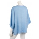Shirt Oberteil Halbarm Edel Damen Leinen One Size 40-44 hellblau