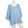 Shirt Oberteil Halbarm Edel Damen Leinen One Size 40-44 hellblau