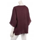 Shirt Oberteil Halbarm Edel Damen Leinen One Size 40-44 bordeaux