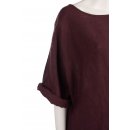 Shirt Oberteil Halbarm Edel Damen Leinen One Size 40-44 bordeaux