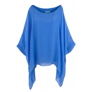 Seidentunika Damen made in italy Fledermaus-Ärmel Viele Farben 38-44 one size himmelblau