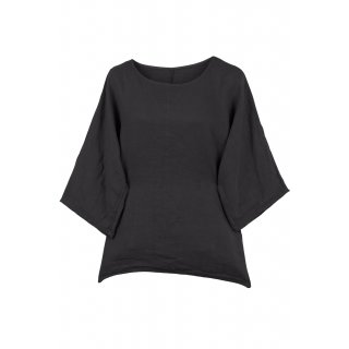 Shirt Oberteil Halbarm Edel Damen Leinen One Size 40-44 anthrazit