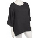Shirt Oberteil Halbarm Edel Damen Leinen One Size 40-44 anthrazit