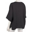 Shirt Oberteil Halbarm Edel Damen Leinen One Size 40-44 anthrazit