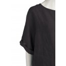 Shirt Oberteil Halbarm Edel Damen Leinen One Size 40-44 anthrazit