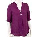 Bluse Damen Sommer Leinenbluse Kurzarm V-Ausschnitt viele Farben 38-44 Mehrfarbig cyclam L/XL