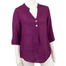 Bluse Damen Sommer Leinenbluse Kurzarm V-Ausschnitt viele Farben 38-44 Mehrfarbig cyclam L/XL