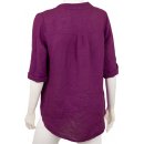 Bluse Damen Sommer Leinenbluse Kurzarm V-Ausschnitt viele Farben 38-44 Mehrfarbig cyclam L/XL