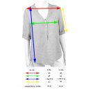 Bluse Damen Sommer Leinenbluse Kurzarm V-Ausschnitt viele Farben 38-44 Mehrfarbig cyclam L/XL
