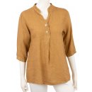 Bluse Damen Sommer Leinenbluse Kurzarm V-Ausschnitt viele Farben 38-44 Mehrfarbig camel L/XL