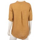 Bluse Damen Sommer Leinenbluse Kurzarm V-Ausschnitt viele Farben 38-44 Mehrfarbig camel L/XL