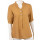 Bluse Damen Sommer Leinenbluse Kurzarm V-Ausschnitt viele Farben 38-44 Mehrfarbig camel L/XL