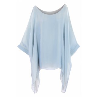 Seidentunika Damen made in italy Fledermaus-Ärmel Viele Farben 38-44 one size hellblau2